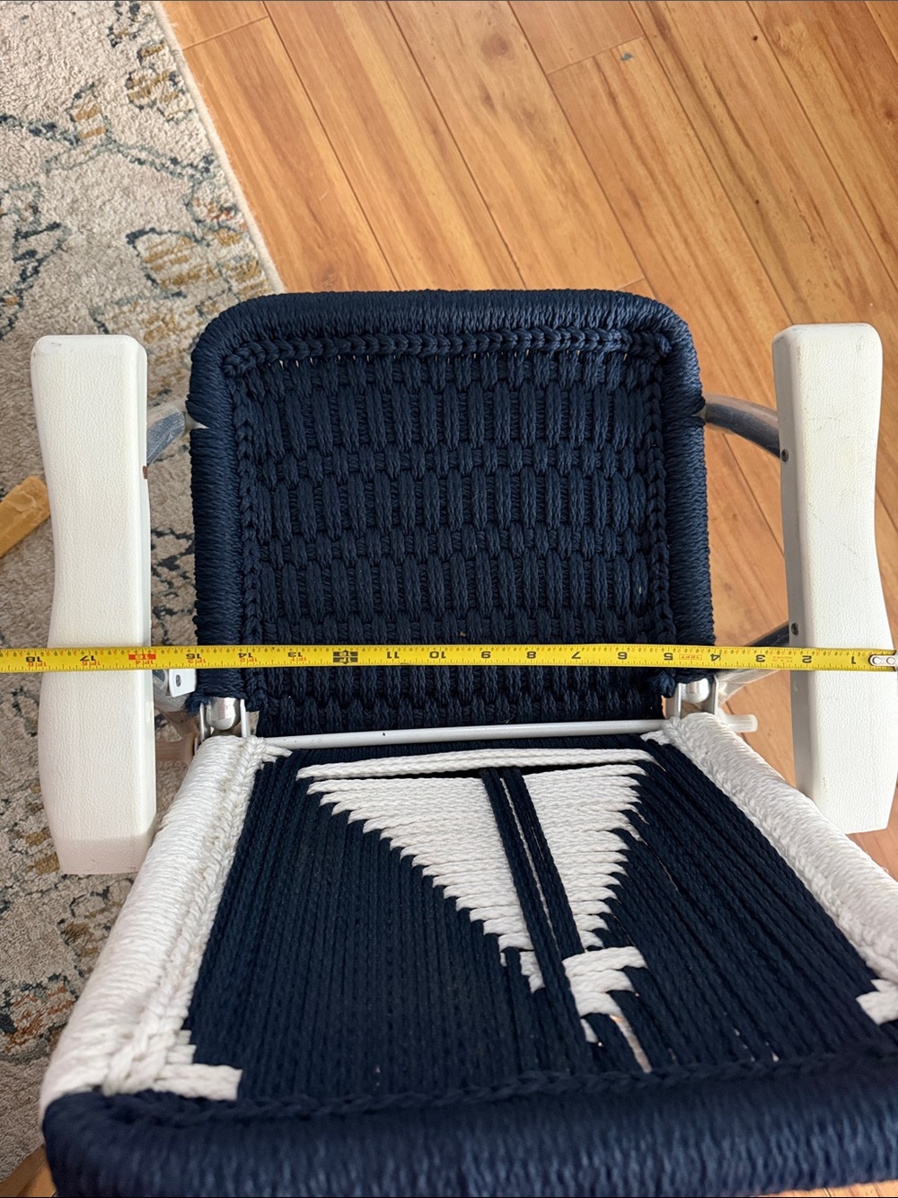 Macrame Woven Sailboat Kids Chair - Aluminum Navy and White - Picture 6 of 9